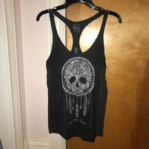 Skull and Dreamcatcher Gray Tank Top